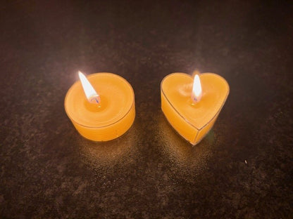 100% Real Raw Pure Beeswax Transparent Heart Tea-lights x 5No.