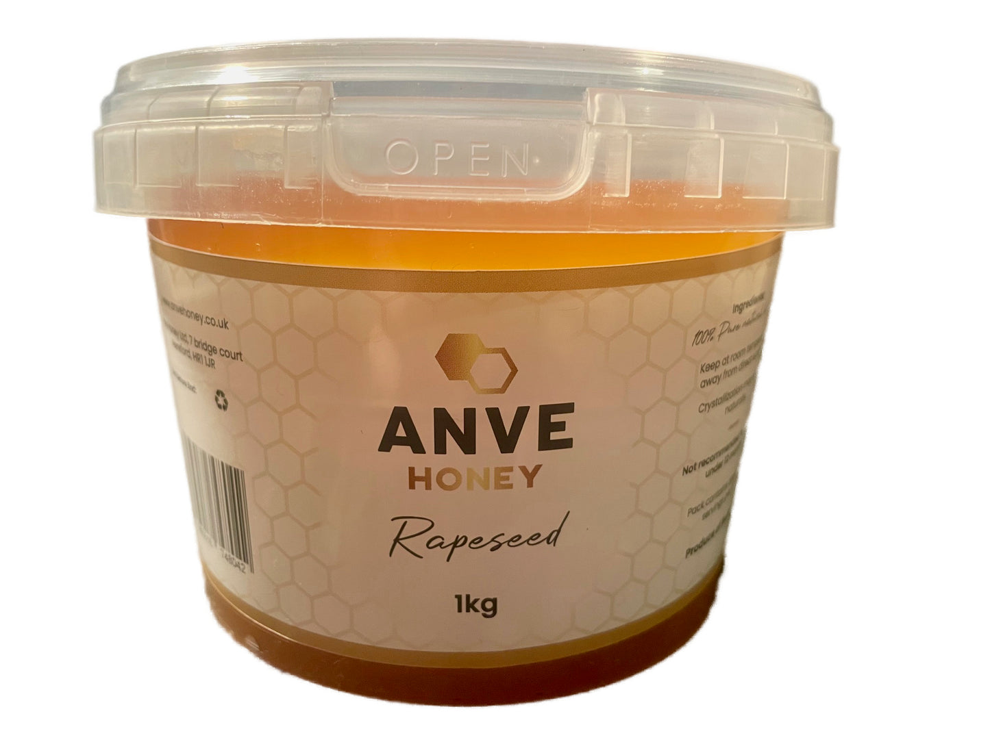100% Real Raw Pure Rapeseed Honey 1KG Tub. Brand New Harvest.